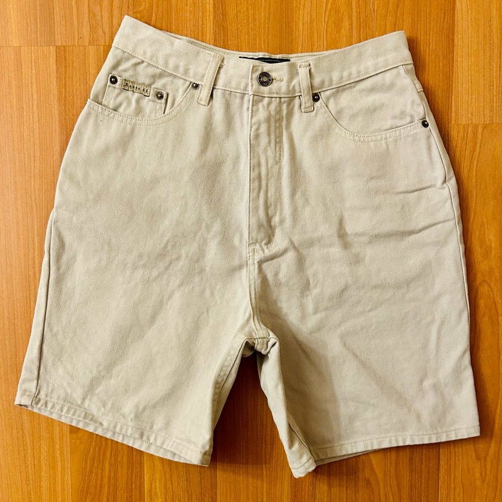 Vintage 90s/y2k stone colored high rise jean shorts by Route 66